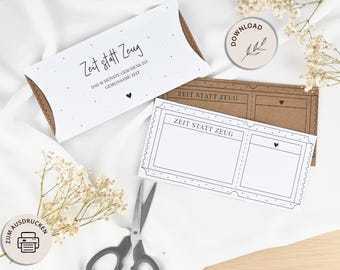 Time instead of stuff - Voucher to print - Voucher DIN long - Last minute gift idea - DOWNLOAD