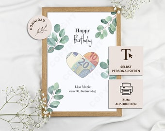 Money gift Happy Birthday - INSTANT DOWNLOAD