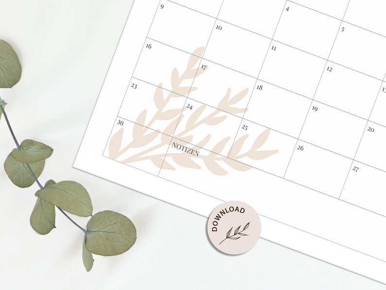 Calendar 2024 Monthly calendar A4, landscape format with beige elements for printing INSTANT DOWNLOAD image 6