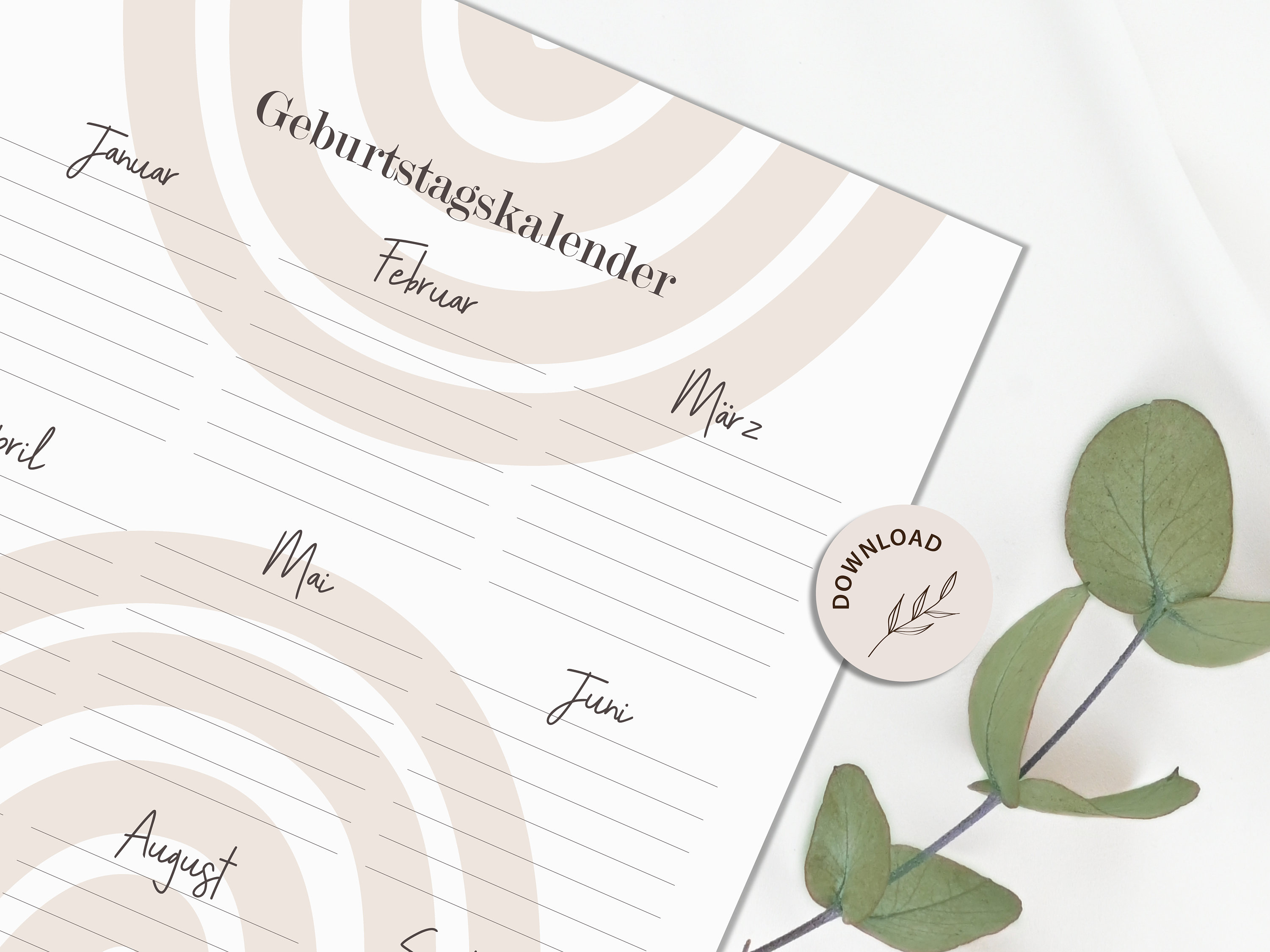 Printable Birthday Calendar A4 Calendar for Birthdays - Etsy