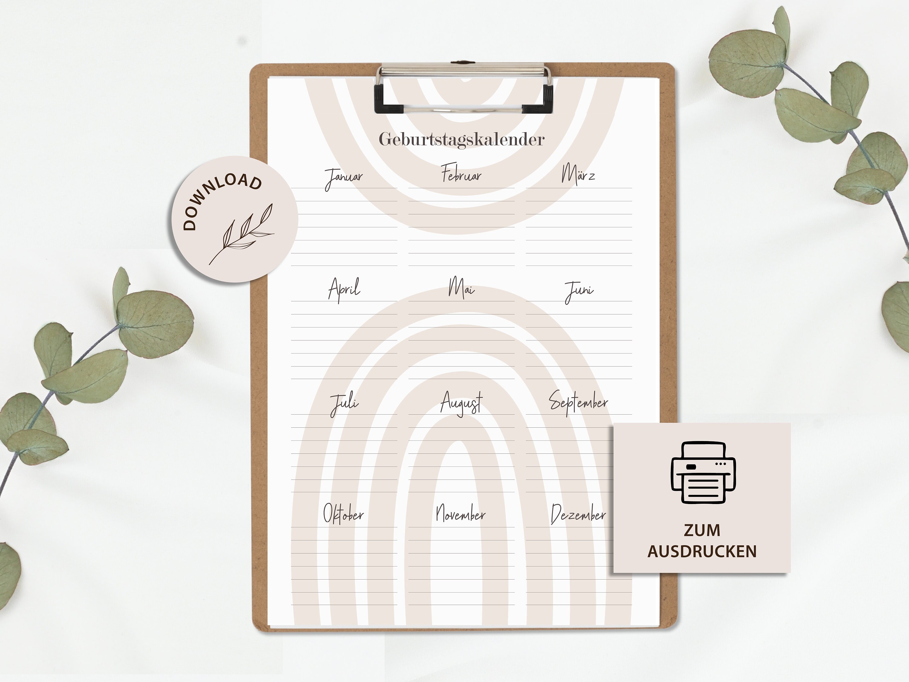 Printable Birthday Calendar A4 Calendar for Birthdays - Etsy