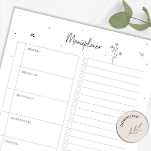 Planificador de menús con lista de la compra para imprimir, plan de comidas A4, plan de comidas PDF, decoración de cocina - DESCARGA INSTANTÁNEA