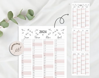 Wall calendar 2024 to print out - INSTANT DOWNLOAD