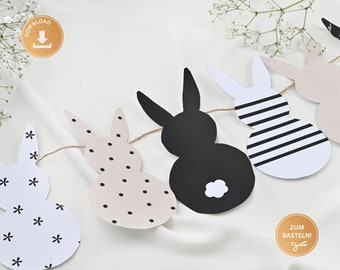 Easter garland, bunny garland for printing and crafting, Easter wall decoration - INSTANT DOWNLOAD