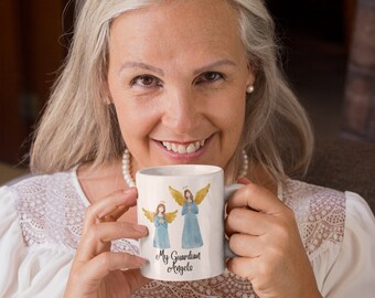 Taza de mis Ángeles Guardianes - Taza de Café con Ángeles / Regalo inspirador para la fe y el consuelo