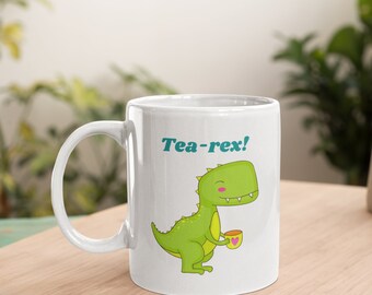 Tea Rex Mug – Funny Dinosaur Tea Lover Gift – Cute T Rex Coffee Cup for Tea Drinkers