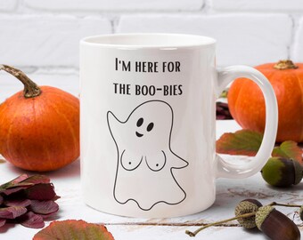 Taza Boo-bies – Divertida taza de café fantasma de Halloween – Un regalo espeluznante y novedoso para amigos, compañeros de trabajo o adultos