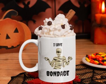 Taza de Momia Bondage – Divertida taza de café con cita de Halloween – Un regalo espeluznante y novedoso para amigos, compañeros de trabajo o adultos