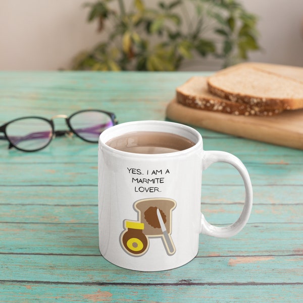 Marmite Lover Gift, Marmite Lover Mug, Coffee Lover Mug, Mug for Tea, Tea Time Mug, Food Mug Design, Love It Or Hate It. Marmite Obsessed