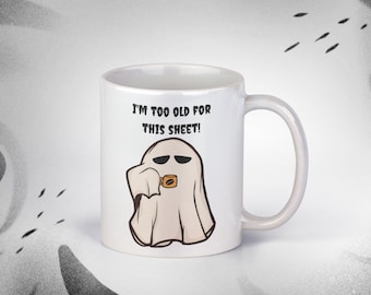 Taza "Estoy harto de esta sábana" / Divertida taza de café fantasmal / Regalo sarcástico de Halloween / Taza de temporada espeluznante de 325 ml / Taza de té de otoño humorística