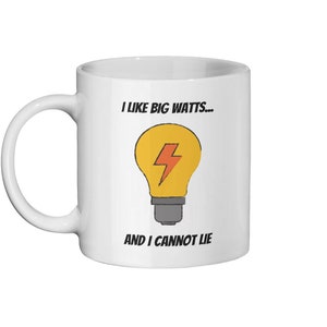 Light bulb design coffee mug with electricity pun