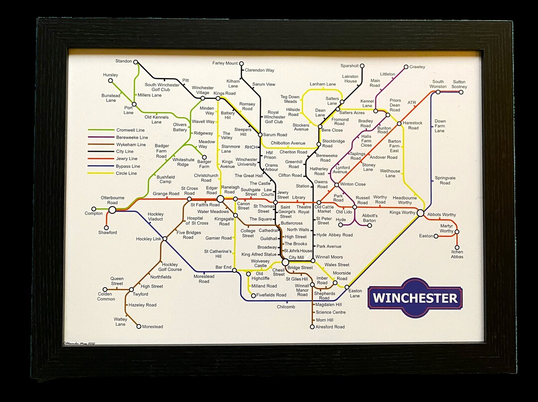 A4 Print of Winchester Underground Map Etsy