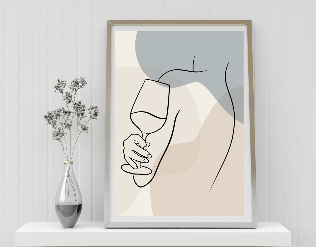 Neutral Wine Glass Wall Art, Wall Art, Wine Glass Wall Decor, Wine