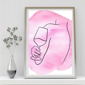 Wine Glass Wall Art, Wall Art, Wine Glass Wall Decor, Wine Glass Wall Decor, Wine Glass Line Art, Chic Wine Glass Art, Simple Wine Glass Art