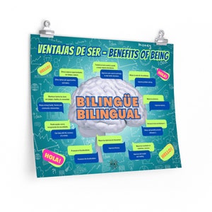 Ventajas de ser bilingüe - Afiche de los beneficios de ser bilingüe, decoración de la pared del aula bilingüe, recursos escolares en inglés y español