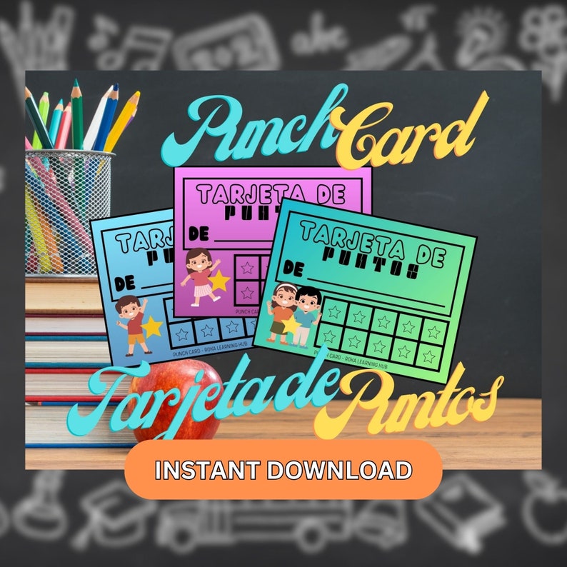 Printable Punch Card Template Design for School or Home, Tarjeta De