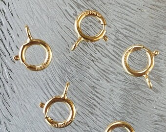 Verguld veerringslotje 5 mm, goldfilled, per 2 stuks