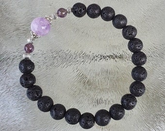 Jewelry package bracelet with amethyst beads and lava