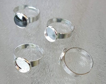 Ring voor een cabochon (10 mm), verstelbaar vanaf maat 18, per 10 stuks