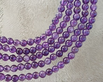 Amethyst beads, round 5 mm, per 20 pieces