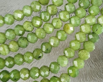 Nephrite jade kralen, facetgeslepen rondel 5 x 6 mm, per 10 stuks