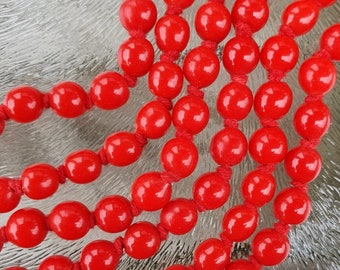 Vintage plastic kralen, rood, 6 x 7 mm, per 50 stuks