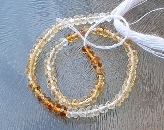 Citrine beads, 2.5 mm faceted, per 17 cm cord