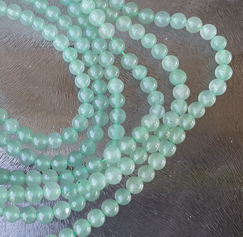 Green aventurine beads 6 mm, per 38 cm cord image 2