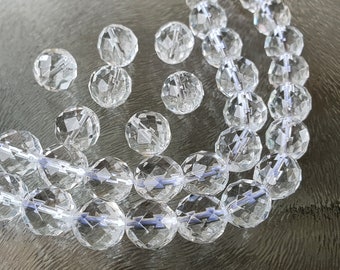 Bergkristal kralen, 10 mm, facetgeslepen, per 5 stuks