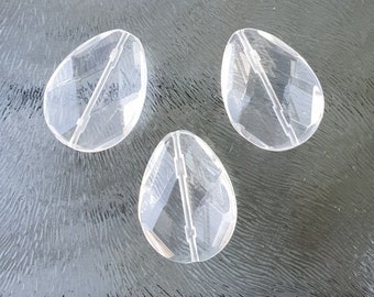 Rock crystal bead drop, 18 x 25 mm, facet cut, per piece