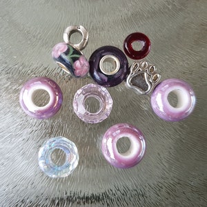 Bead mix beads with large hole, purple/pink, per 10 pieces image 2