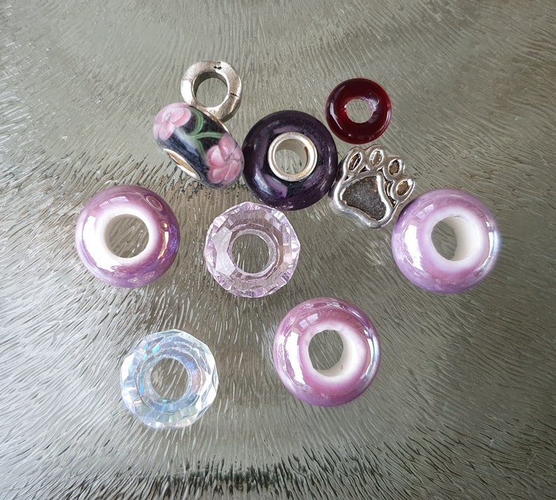 Bead mix beads with large hole, purple/pink, per 10 pieces image 2