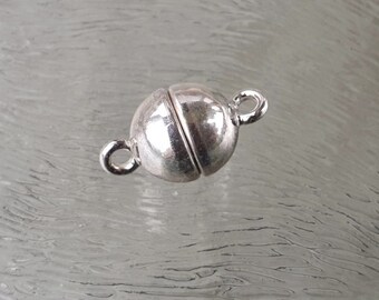 Sterling zilveren magneetslot, rond, 10 mm, per stuk
