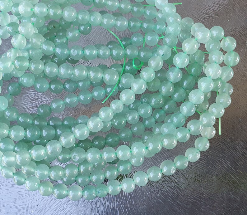 Green aventurine beads 6 mm, per 38 cm cord image 1