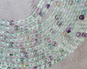 Fluorite beads, 3 mm, per 38 cm cord