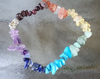 Chakra armband splitkralen, met boeddha kraal (zilverkleurig), per stuk