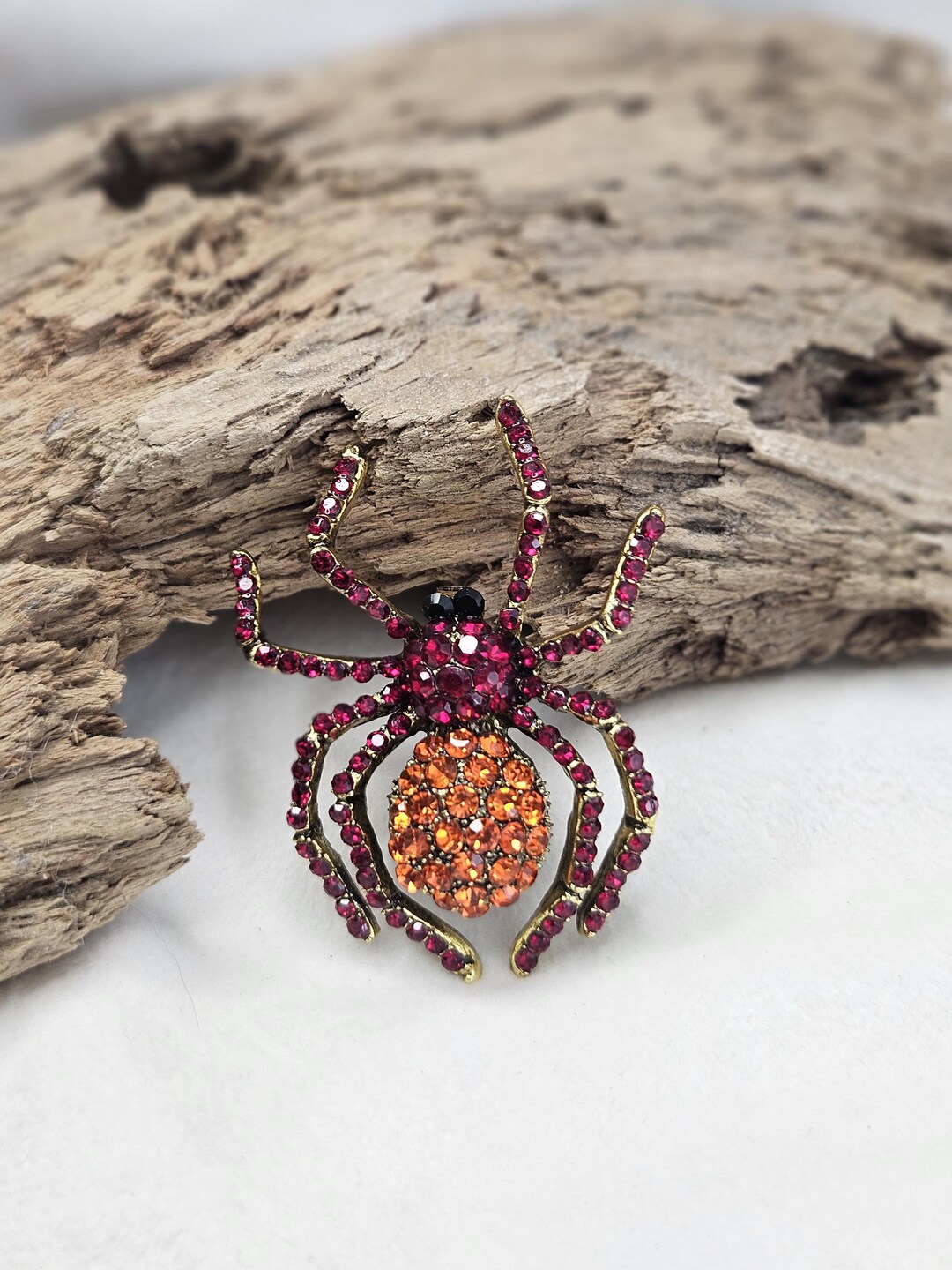 Rhinestone Red Spider Brooch - Etsy UK