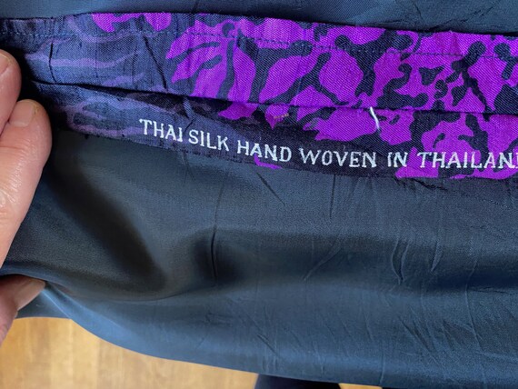 Silk Dress, Purple and Black, 80s, Handmade - image 6