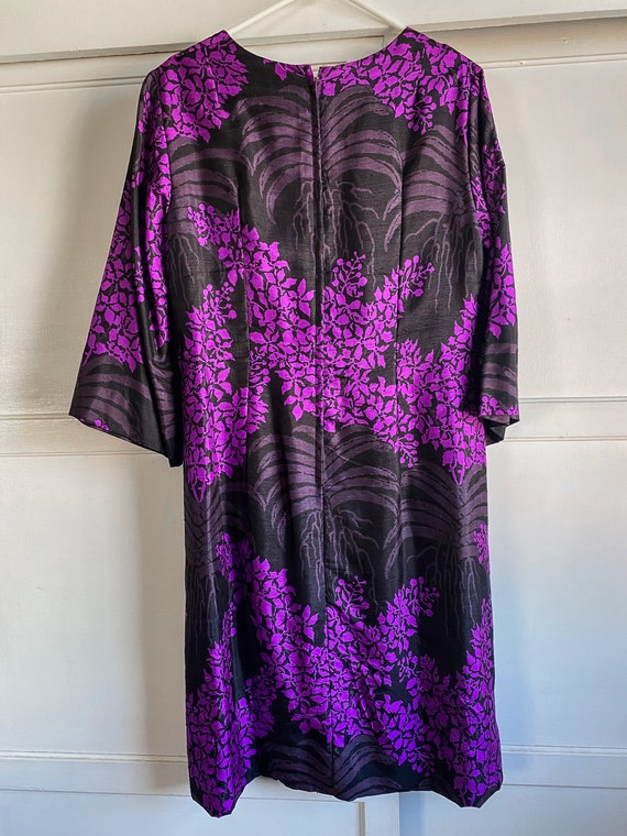 Silk Dress, Purple and Black, 80s, Handmade - image 3