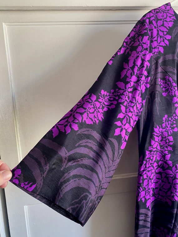 Silk Dress, Purple and Black, 80s, Handmade - image 5