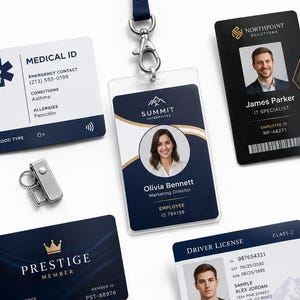 Custom PVC ID Badge with Photo Logo QR Code, Bulk Staff Cards Hospitals Offices Retail Security, Personalized Employee Name Tag