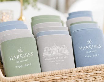 Personalized Wedding Can Coolers, Custom Neoprene Drink Holder, Bridal Shower Bachelorette Party Favors