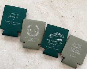 Personalized Wedding Can Coolers, Custom Neoprene Drink Sleeves With Names, Bridal Shower & Engagement Party Favors, Guest Drink Holders