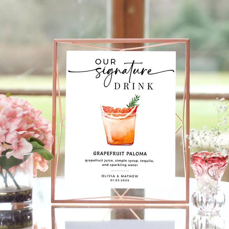 Editable Signature Drink Sign Template Minimalist Bar Menu Template ...