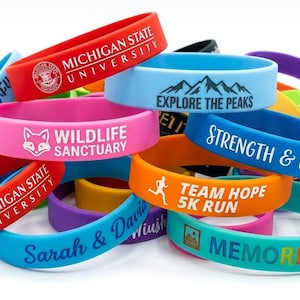 Personalized Rubber Bracelets, Custom Silicone Wristband Bulk Business Giveaway Gifts, Personalized Promotional Item Custom Event Wristbands