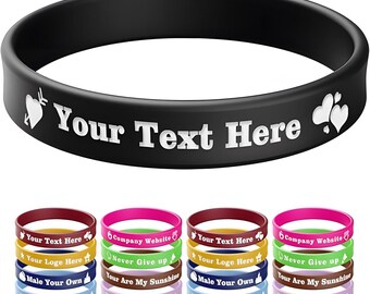 Personalized Wristbands With Logo Custom Embossed Rubber Bracelets Wrist Band Silicone Sports Wristbands for Kids and Adults Festival Gifts