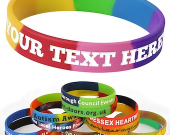 Custom Rubber Bracelet 1/10/30/50/100 Ct Personalized Silicone Wristbands Customizable Debossed for Motivation, Events, Gifts, Promotions
