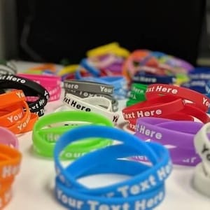 Custom Silicone Wristband, Custom Event Wristbands, Rubber Bracelet Front and Back Personalization, Motivational Silicone Bracelet
