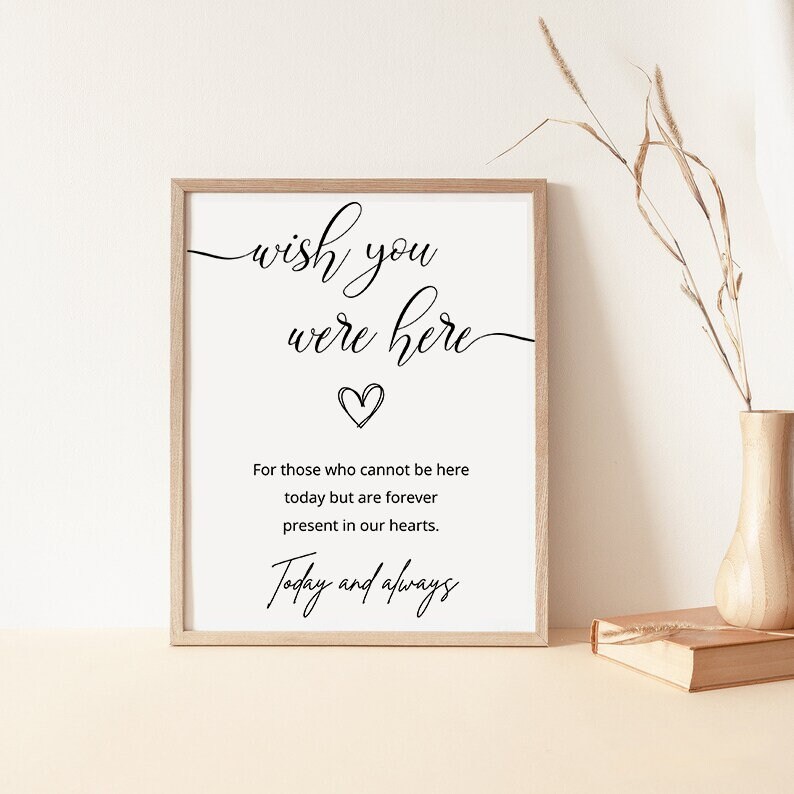 Wish You Were Here Sign, in Loving Memory Wedding Sign, Modern Wedding