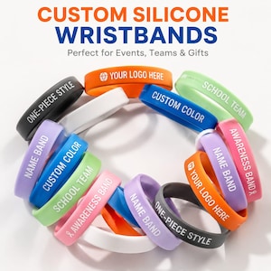 Custom Silicone Wristbands Bulk | Personalized Rubber Bracelets for Fundraising Awareness Charity Events | Business Giveaway Gifts